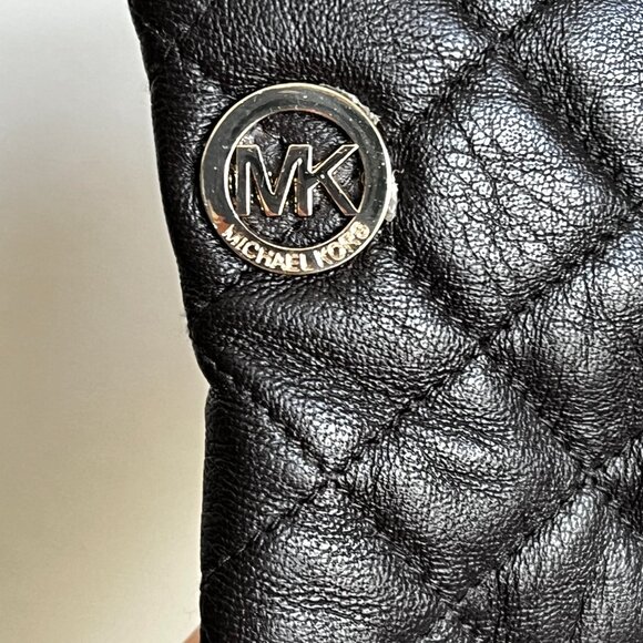 Brown quilted leather Michael Kors Gloves. Size M. - Picture 6 of 11